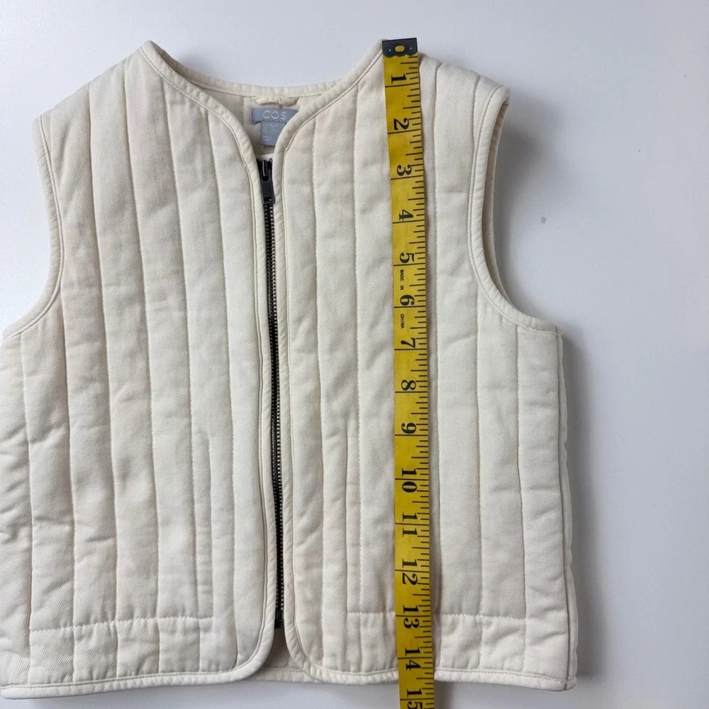 COS Kids Quilted Denim Vest Off White Cream Zip Front Size 2-4Y EUR 98/104